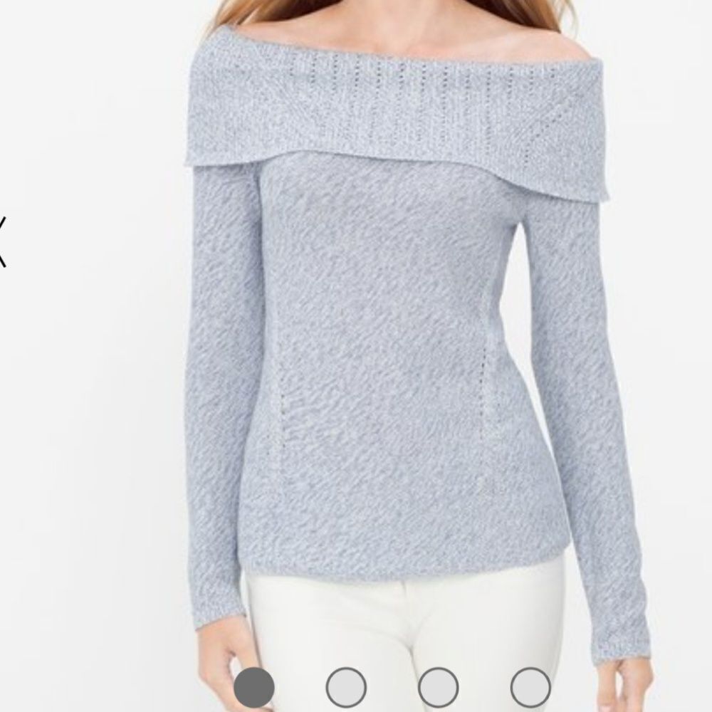 WHBM off the shoulder marled silver shine sweater